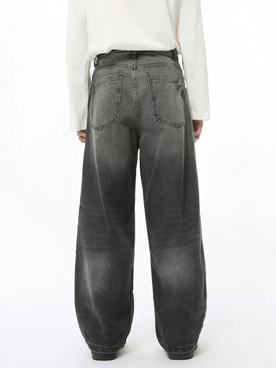 Vintage Vibes wide leg denim jeans in dark wash with a relaxed fit.