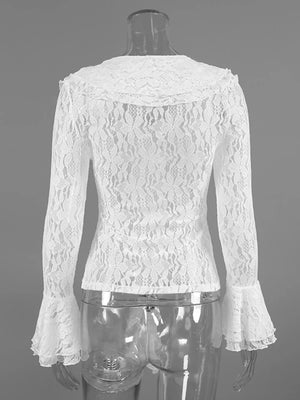 ivory regular blouse with v-neck