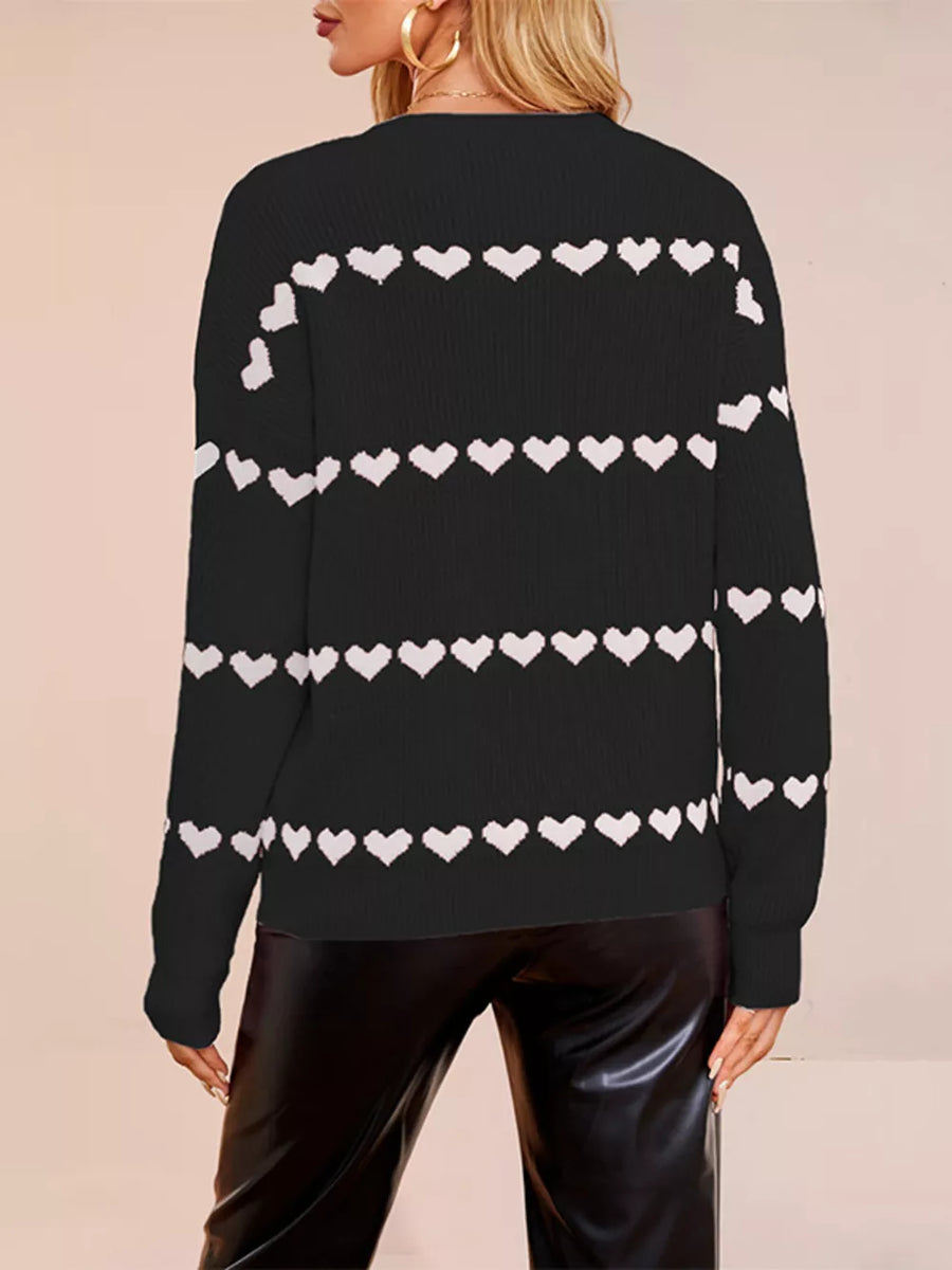 red relaxed pullover sweater with crew neck