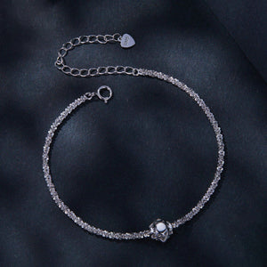 925 sterling silver,Zircon Care instructions: Avoid wearing during exercise, as bracelet in clear with straight silhouette