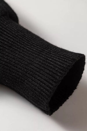 black cardigan with buttoned and long sleeve