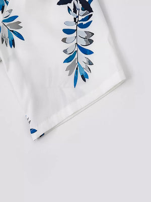 Men's Tropical Print Short Sleeve Shirt And Shorts Set option 6