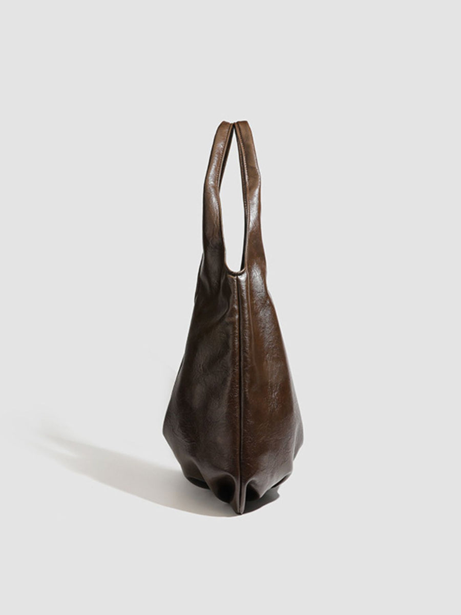 Vintage Glossy Hobo Shoulder Bag With Pouch in Brown with matching pouch