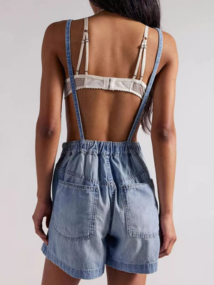 vintage-inspired overalls in Light Blue with strapless