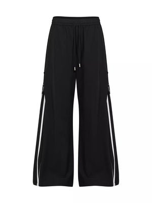 88% nylon, 12% spandex Care instructions: Machine wash cold wide-leg pants in Navy with wide-leg silhouette