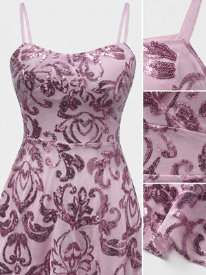 Sequin Embellished Mini Dress in Pink