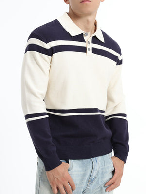 Dark Green pullover sweater with hip-length and half-button