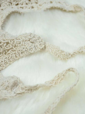camisole in ivory with openwork and waist-length