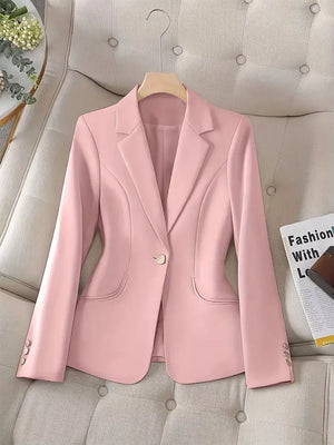 ivory blazer with hip-length and button-front