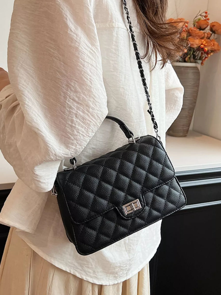 Quilted Chain Strap Crossbody Bag option 9
