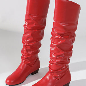 boots in black with ruched and knee-length