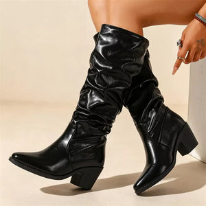boots in black featuring point toe and relaxed fit