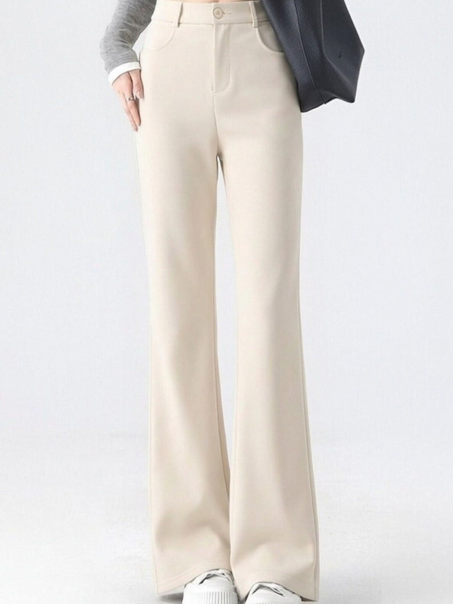 High-Waisted Slim-Fit Straight-Leg Pants Plus Size in black