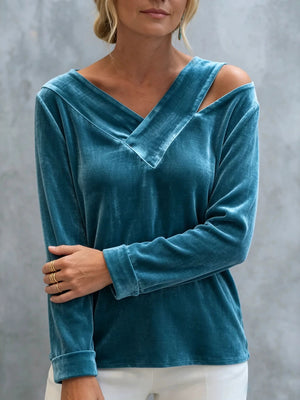 Sky Blue blouse with hip-length and pullover