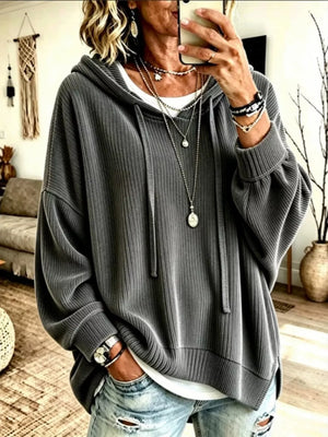 Burgundy pullover hoodie with pullover and ribbed