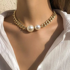 Synthetic Pearl,18K Gold-Plated,Aluminum Care instructions: Avoid wearing during necklace in ivory with fitted silhouette