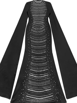 maxi dress featuring geometric in Black with 100% polyester Care instructions: Machine wash cold texture