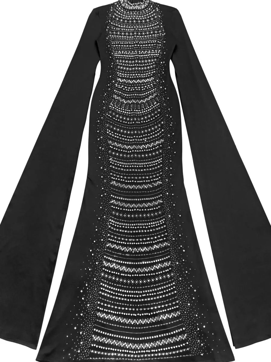 maxi dress featuring geometric in Black with 100% polyester Care instructions: Machine wash cold texture
