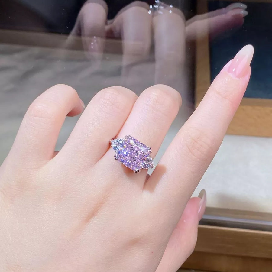 925 sterling silver,Zircon Care instructions: Avoid wearing during exercise, as ring in Pink Purple with fitted silhouette