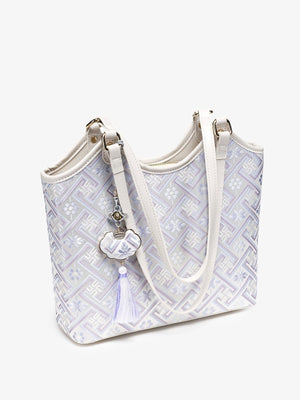 shoulder bag featuring geometric in Pink Purple with polyester Imported Size & texture