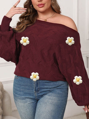 Wine Red pullover sweater with hip-length and pullover