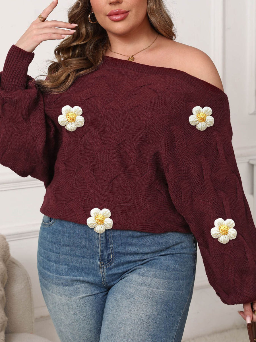 Wine Red pullover sweater with hip-length and pullover