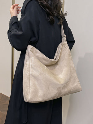 Suede Imported Size & crossbody bag in Beige with relaxed silhouette
