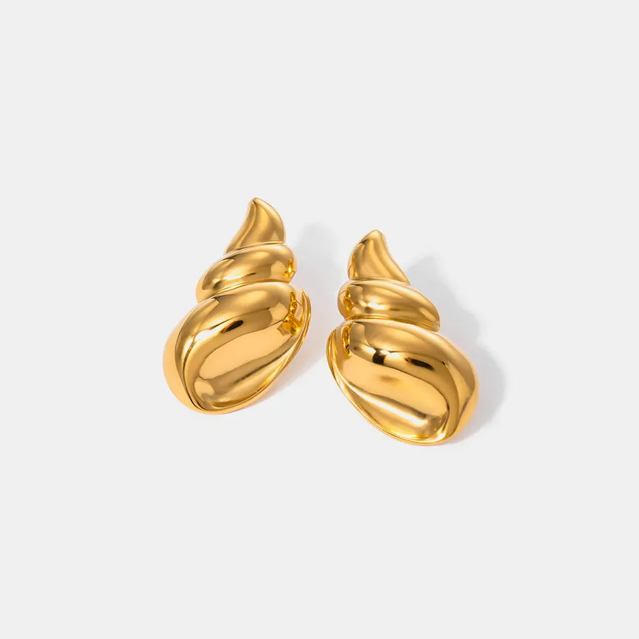 Gold sculptural seashell drop earrings with a polished finish.