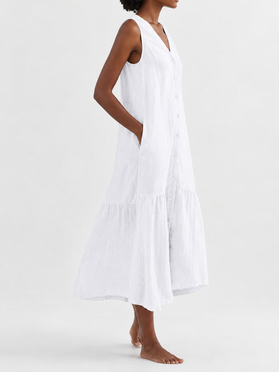 Organic cotton and polyester blend midi dress in Pink with A-line silhouette