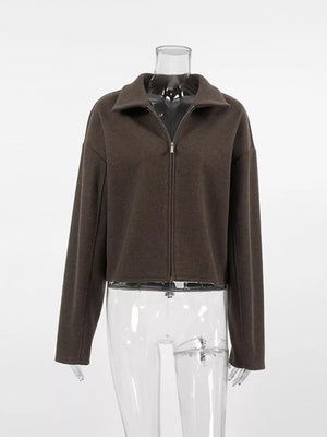 minimalist jacket in Brown with collared