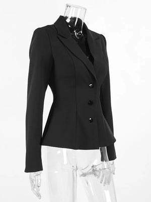 black blazer with seam detail and long sleeve