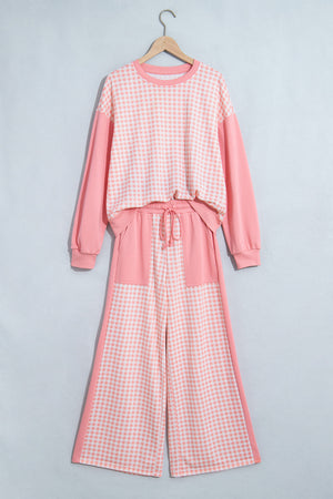 100% polyester Care instructions: Machine wash cold lounge set in Burnt Coral with relaxed silhouette