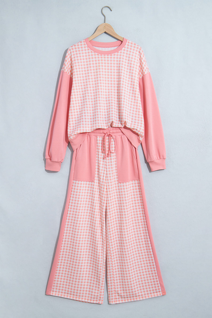 100% polyester Care instructions: Machine wash cold lounge set in Burnt Coral with relaxed silhouette