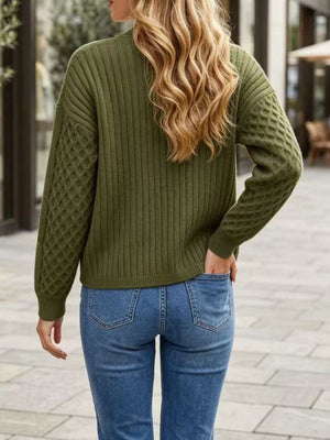 cardigan in Apricot with cable-knit and waist-length
