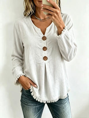 boho blouse in Navy with henley