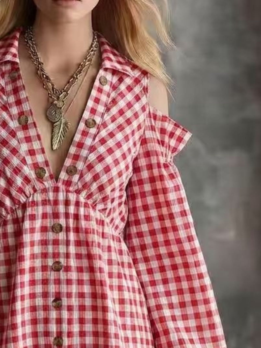 mini dress featuring gingham in cream with 100% polyester Care instructions: Machine wash cold texture