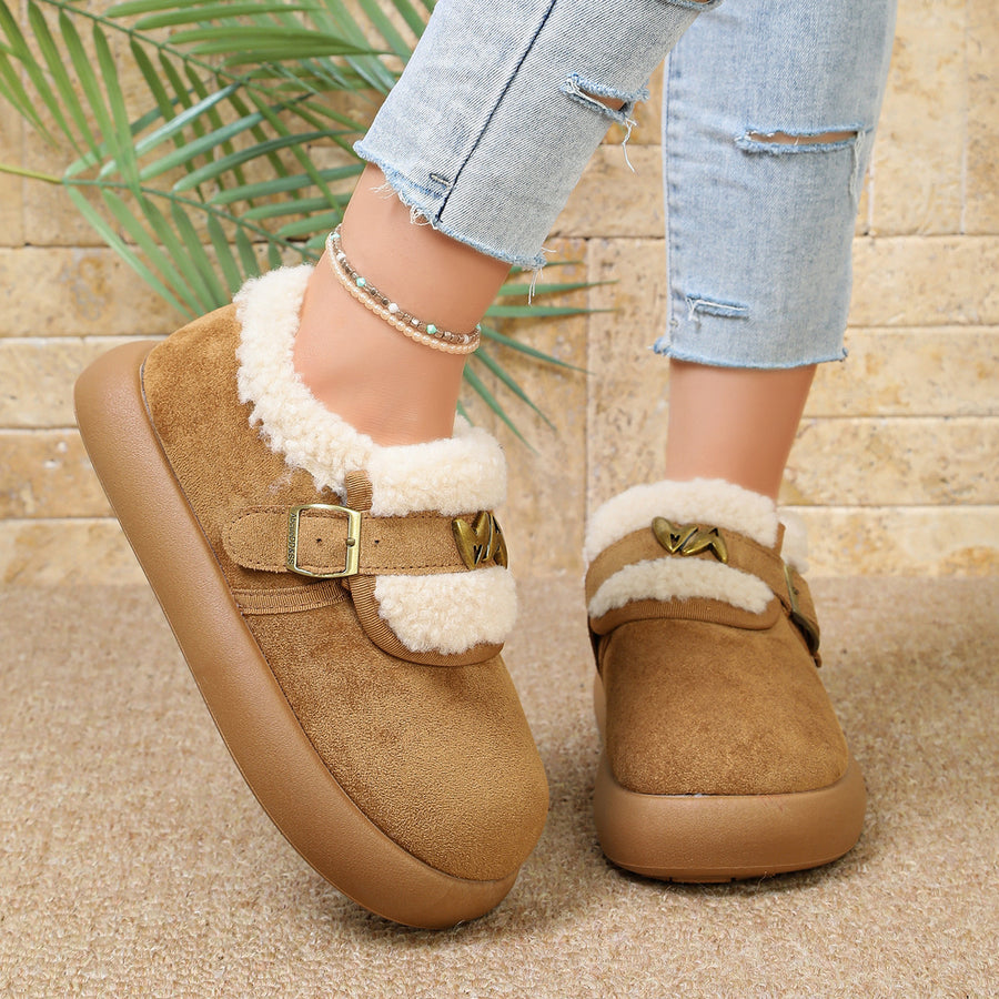 Round Toe Platform Ankle Boots in cream with round toe
