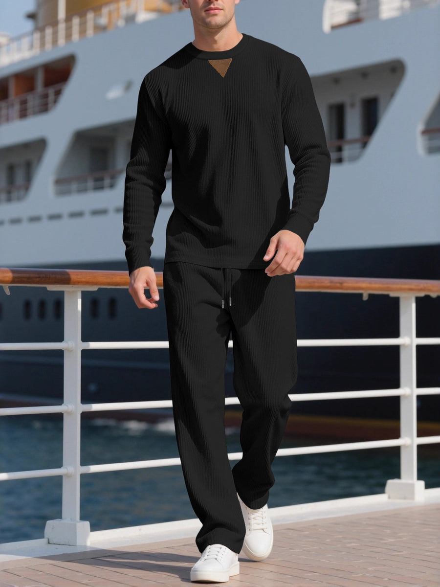 charcoal relaxed pajama set with crew neck
