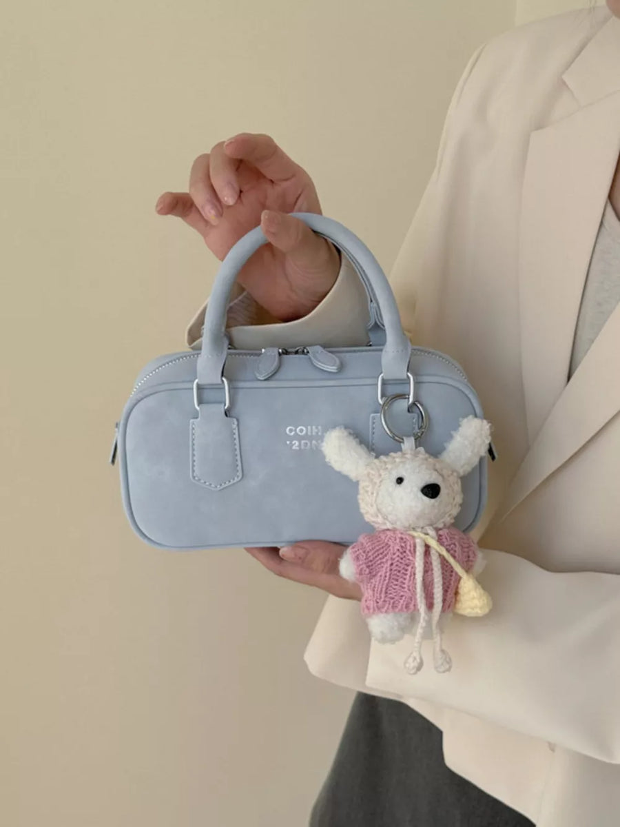 Purple with Top Handle Barrel Handbag in Purple