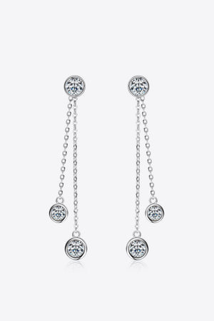 Silver cascade diamond drop earrings with chain detail