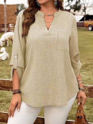 classic blouse in olive green with collared
