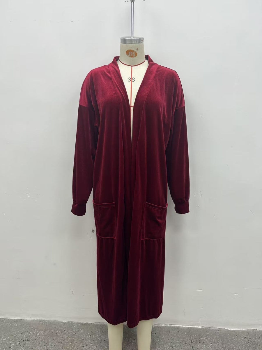 Dusty Pink cardigan with open-front and abstract-print