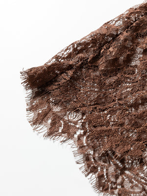 Dark Brown Floral Lace Maxi Dress With T-shirt Top