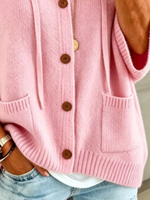 classic cardigan in ivory with hooded