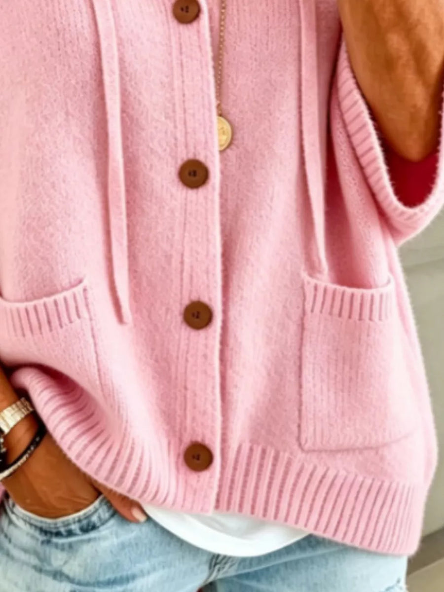 classic cardigan in ivory with hooded