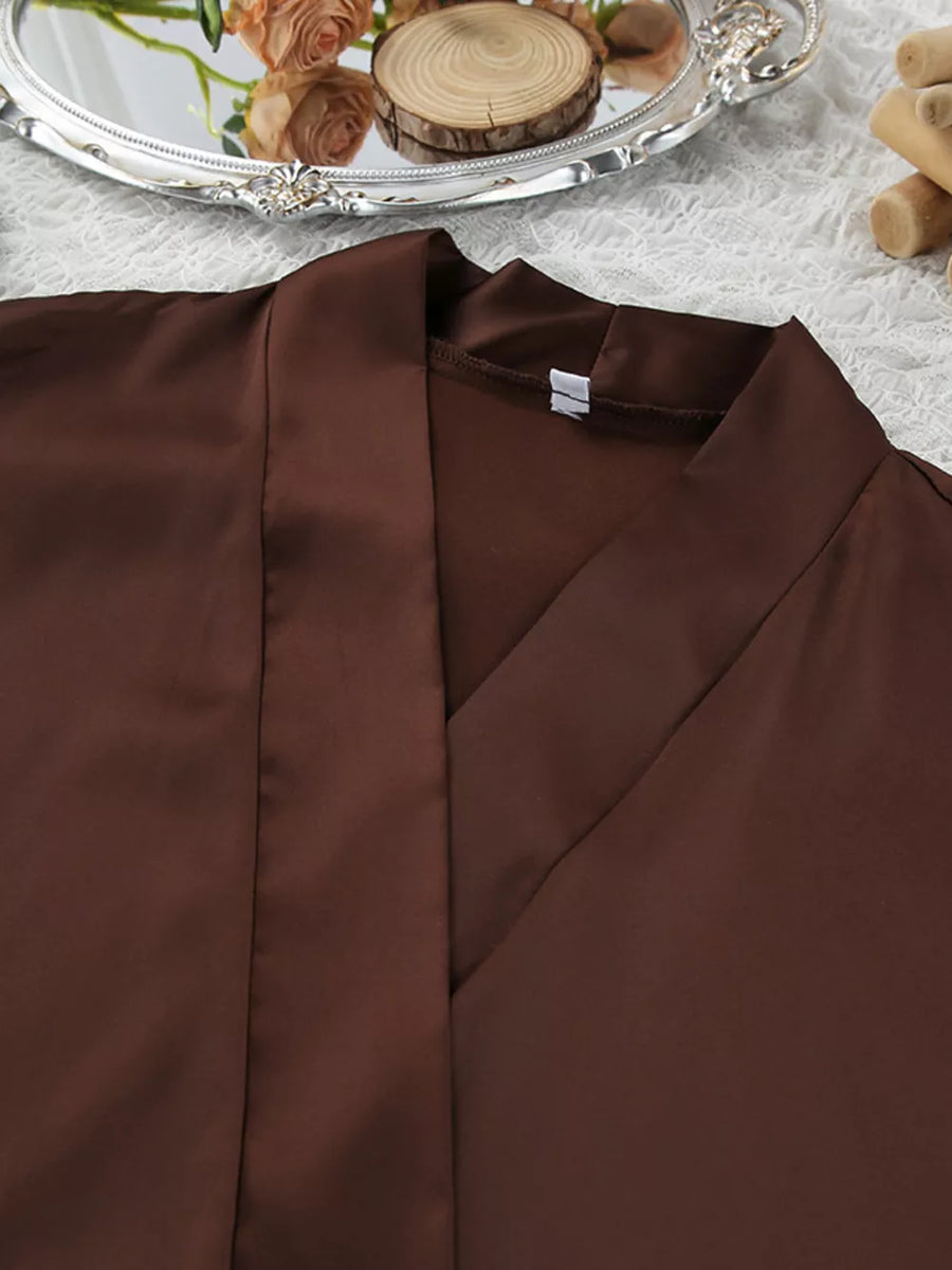 chocolate brown relaxed robe with v-neck