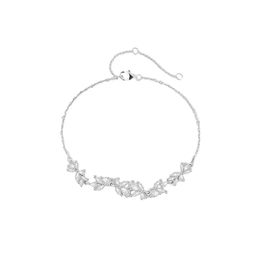 bracelet featuring floral in Silver with 925 sterling silver,Zircon Care instructions: Avoid wearing during exercise, as