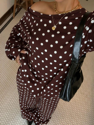 pajama set in Navy Blue with polka dot and oversized