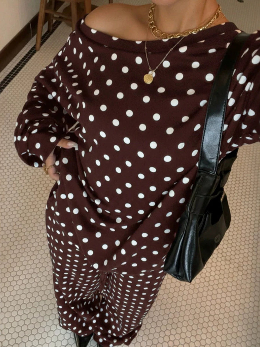 pajama set in Navy Blue with polka dot and oversized