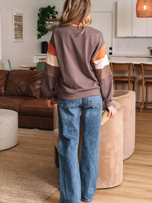 Color Block Drop Shoulder Pullover Sweatshirt option 5